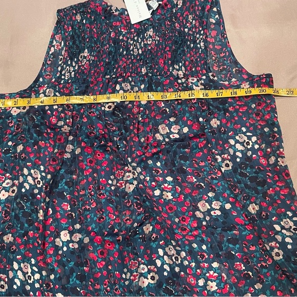 Madison d’Amelie Green Floral Top Sleeveless Pleated Blouse, Rich Colors. Sz M - Picture 5 of 16
